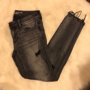 AE Super Stretch Gray Distressed Denim